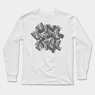 Music Cassette Tapes in Black and White Long Sleeve T-Shirt